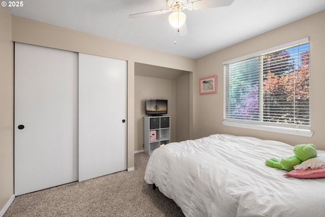 5877 NW 181st Ave, Portland, OR 97229 - carpeted bedroom featuring a closet and a ceiling fan