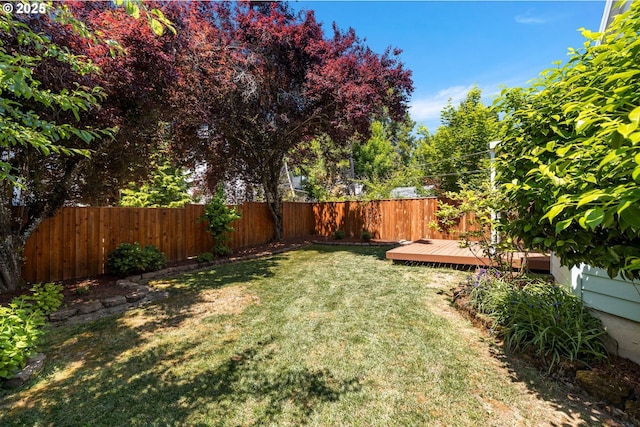 5877 NW 181st Ave, Portland, OR 97229 - fenced backyard featuring a wooden deck