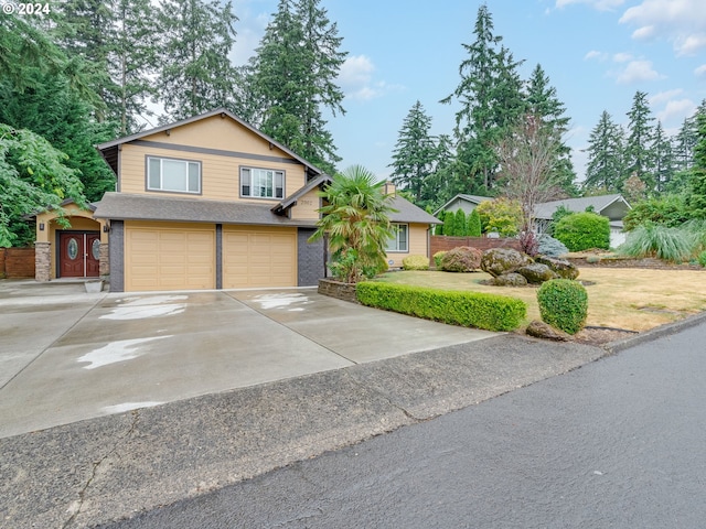 view of front of property featuring a garage