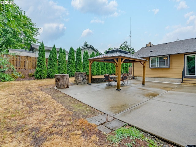 view of patio featuring a gazebo