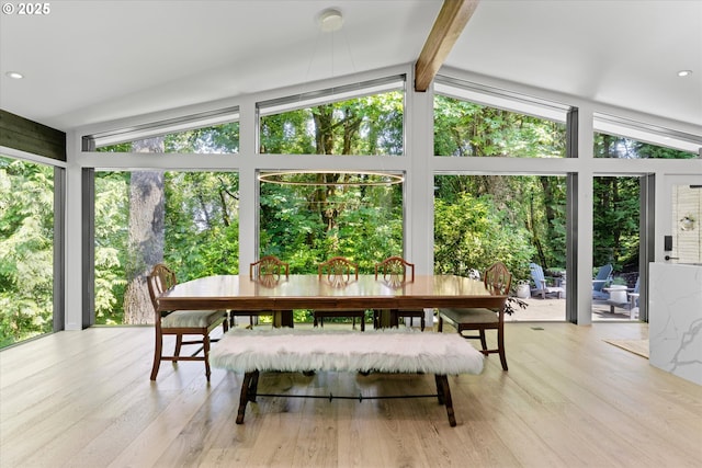 1801 NW Walmer Dr, Portland, OR 97229 - sunroom featuring a wooden deck, wood finished floors, and expansive windows