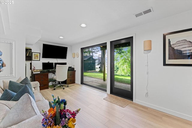 1801 NW Walmer Dr, Portland, OR 97229 - office area with light wood-style flooring and recessed lighting