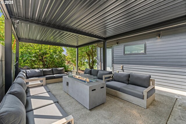 1801 NW Walmer Dr, Portland, OR 97229 - view of patio with an outdoor living space with a fire pit