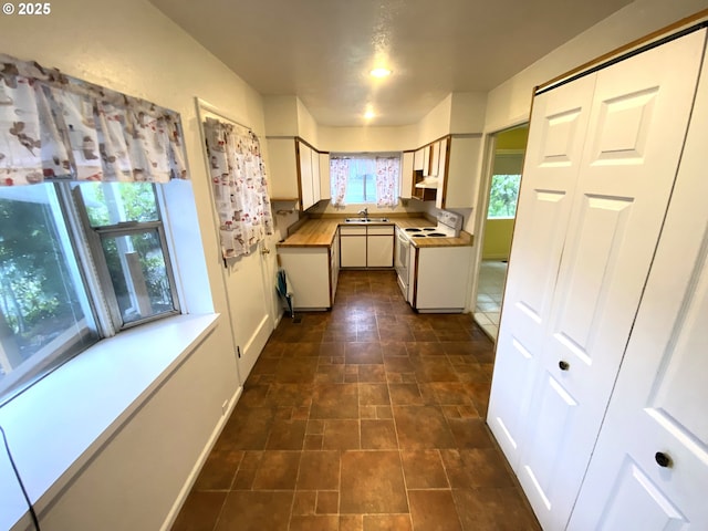 kitchen featuring sink and white electric stove