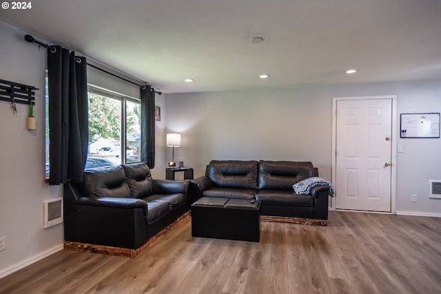 living room with hardwood / wood-style floors