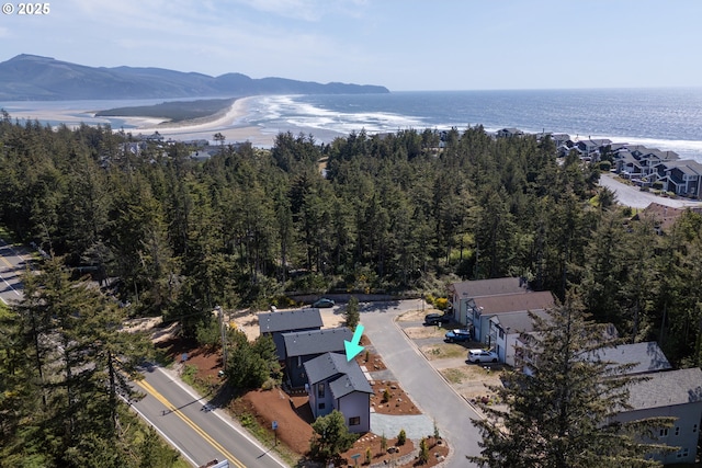 drone / aerial view of a water and mountain view