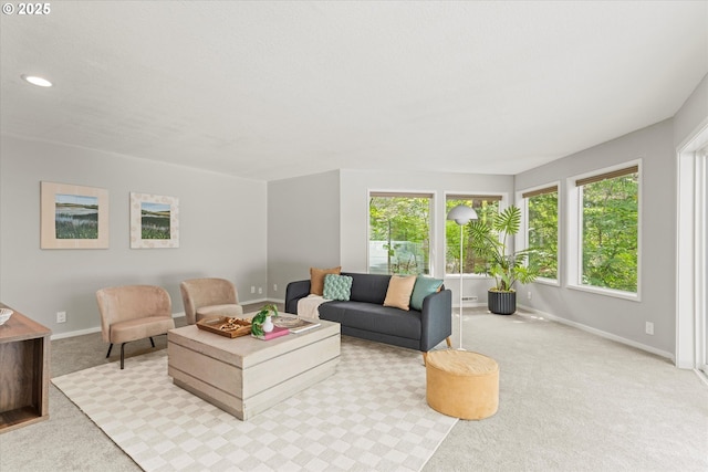 48 Eagle Crest Dr Unit 3D, Lake Oswego, OR 97035 - carpeted living room featuring baseboards and recessed lighting