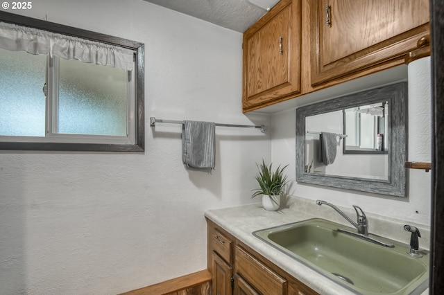 642 SW Cherry Park Rd, Troutdale, OR 97060 - bathroom with vanity and a textured wall