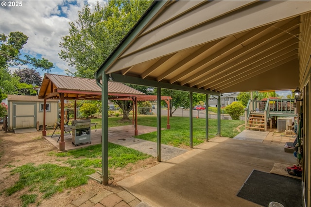 642 SW Cherry Park Rd, Troutdale, OR 97060 - view of patio / terrace featuring a gazebo and a storage shed