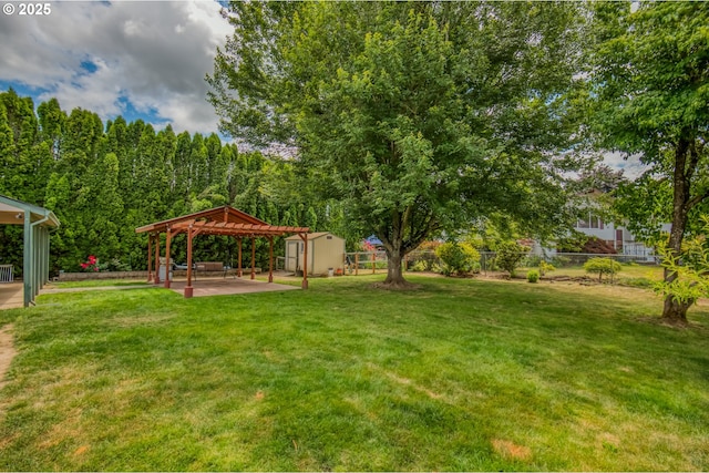 642 SW Cherry Park Rd, Troutdale, OR 97060 - fenced backyard featuring a storage shed, a patio, and a gazebo
