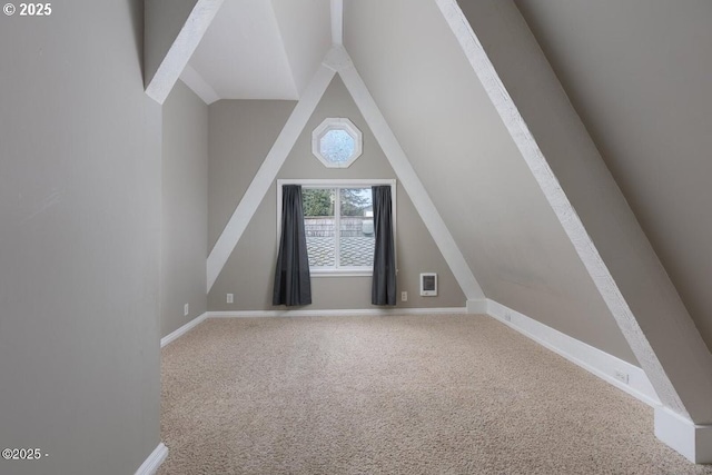 4304 NE 42nd St, Neotsu, OR 97364 - bonus room featuring baseboards, visible vents, carpet flooring, and vaulted ceiling