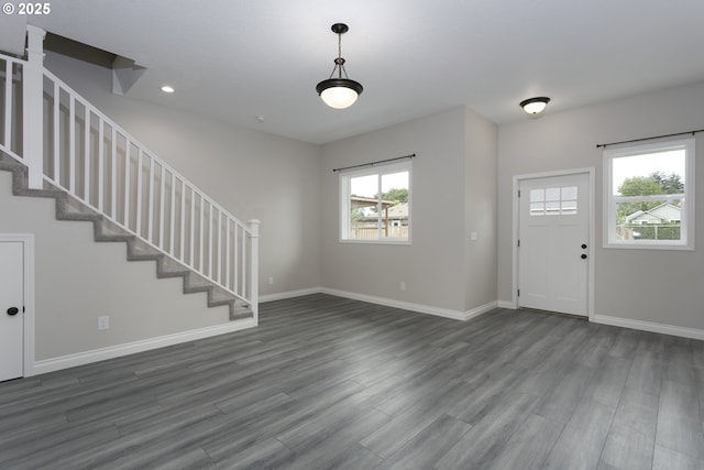 9638 SE Holgate Blvd Unit 1, 2, 3, Portland, OR 97266 - foyer entrance featuring a wealth of natural light, wood finished floors, stairway, and baseboards