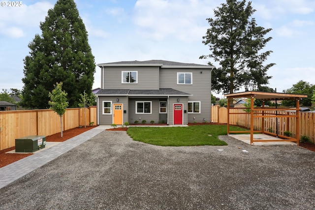 9638 SE Holgate Blvd Unit 1, 2, 3, Portland, OR 97266 - traditional-style house with a front lawn, a gazebo, a fenced backyard, and a patio area