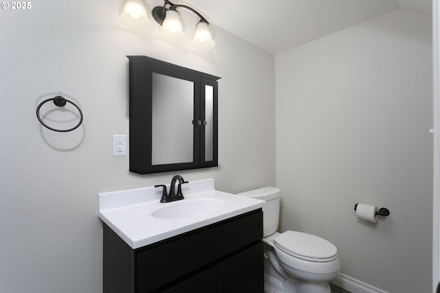 9638 SE Holgate Blvd Unit 1, 2, 3, Portland, OR 97266 - half bathroom with vaulted ceiling, toilet, and vanity