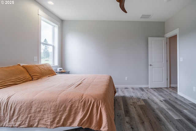 641 E Jones St, Yacolt, WA 98675 - bedroom featuring wood finished floors, baseboards, a ceiling fan, and recessed lighting