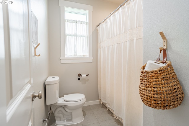 641 E Jones St, Yacolt, WA 98675 - bathroom with tile patterned flooring, toilet, and a shower with shower curtain