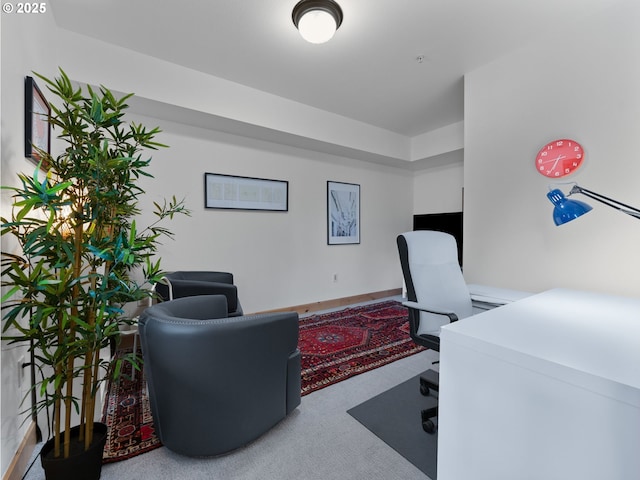 view of carpeted office space