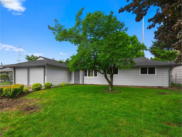 24033 SE Oak St, Gresham, OR 97030 - view of front of house with a garage, a front lawn, and a shingled roof