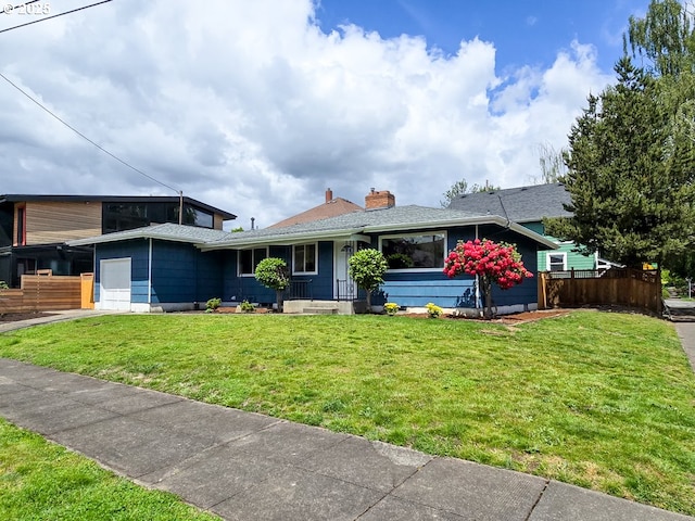 4145 SE Grant St, Portland, OR 97214 - ranch-style house featuring an attached garage and a chimney