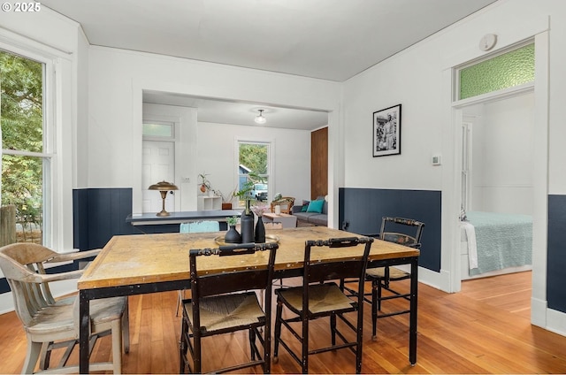 dining room with light hardwood / wood-style flooring