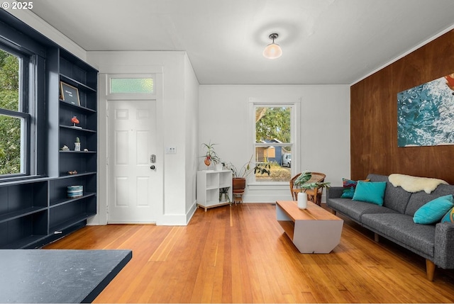 interior space with hardwood / wood-style floors