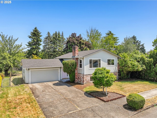 704 SE 207th Ave, Gresham, OR 97030 - view of front of property featuring a chimney, a front lawn, brick siding, and concrete driveway