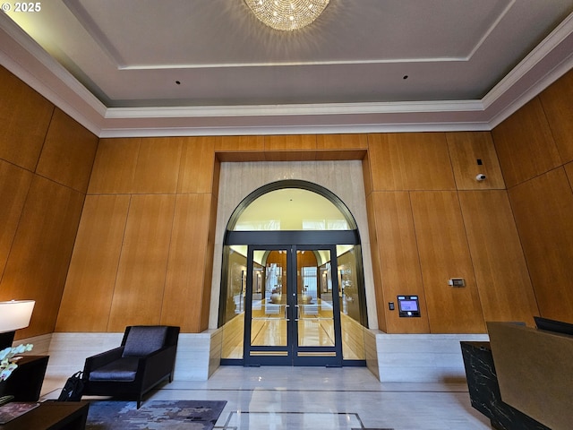 doorway to property featuring french doors