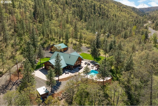 aerial view with a mountain view