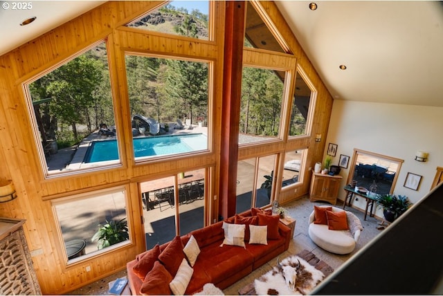 sunroom / solarium with lofted ceiling