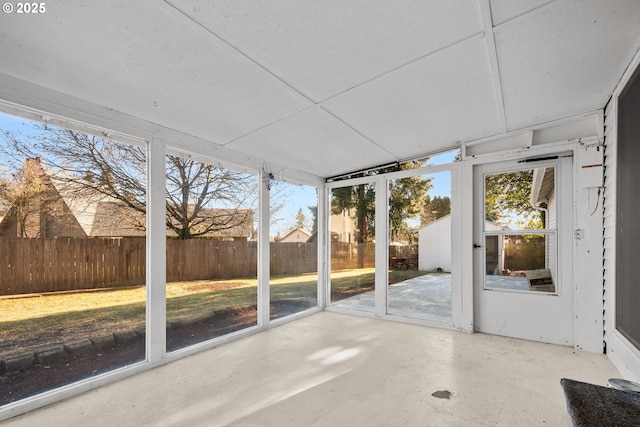 view of unfurnished sunroom