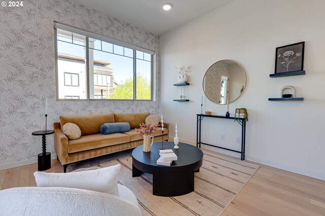 living room featuring light hardwood / wood-style flooring