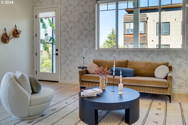 living room with wood-type flooring