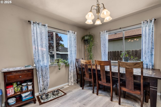 719 NE Quince Ave, Redmond, OR 97756 - dining area featuring a chandelier, wood finished floors, and baseboards