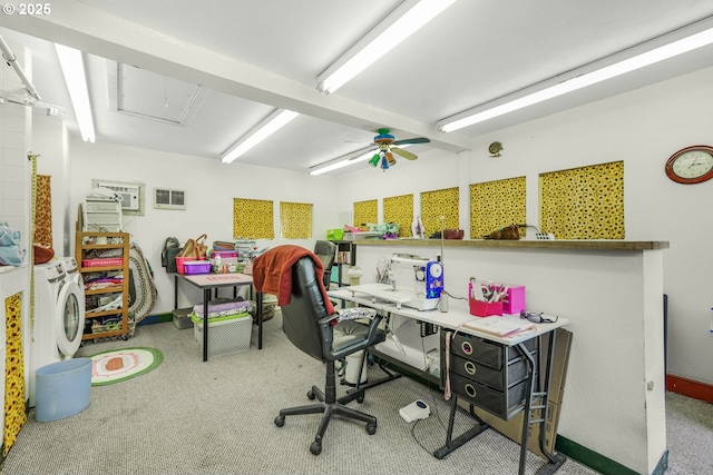 2472 Willamina Ave, Forest Grove, OR 97116 - office area with carpet floors, attic access, and baseboards