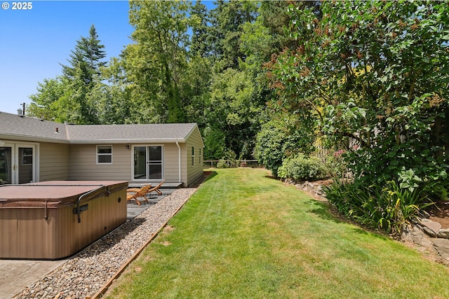 4545 SW Poplar Ln, Portland, OR 97225 - view of grassy yard featuring a hot tub