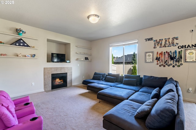 6916 NE 104th Way, Vancouver, WA 98686 - living room with carpet floors, baseboards, and a tile fireplace