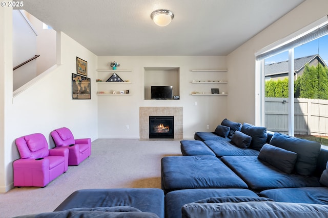 6916 NE 104th Way, Vancouver, WA 98686 - carpeted living area featuring baseboards and a fireplace