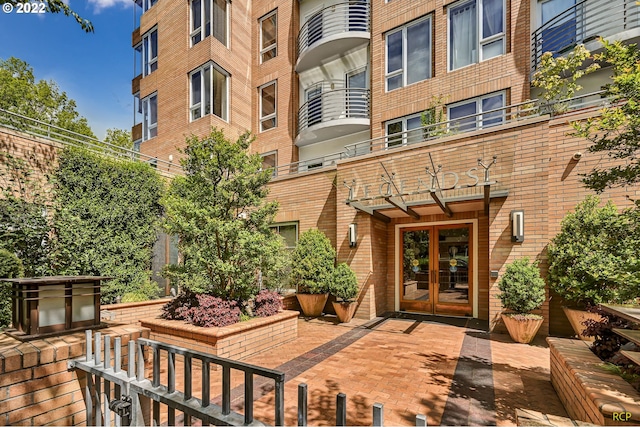 property entrance with french doors