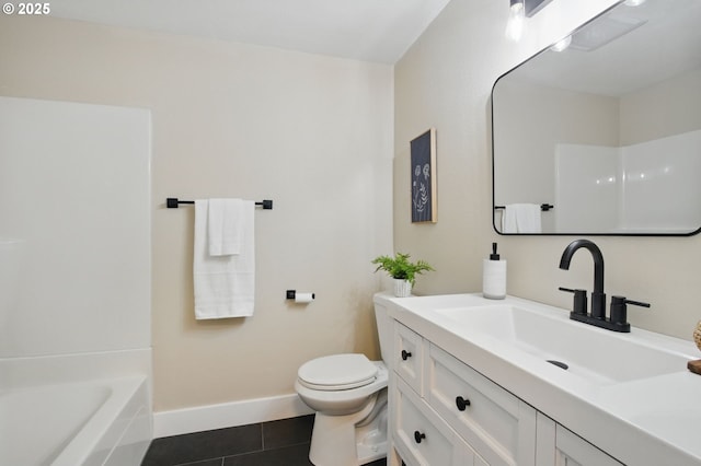 12620 NW Barnes Rd Unit 4, Portland, OR 97229 - full bath featuring vanity, tile patterned floors, toilet, a tub, and baseboards