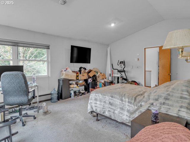 bedroom with vaulted ceiling