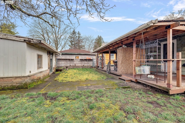 view of yard featuring a deck