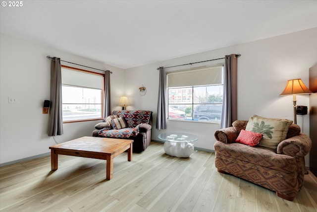 living area featuring light wood-style flooring