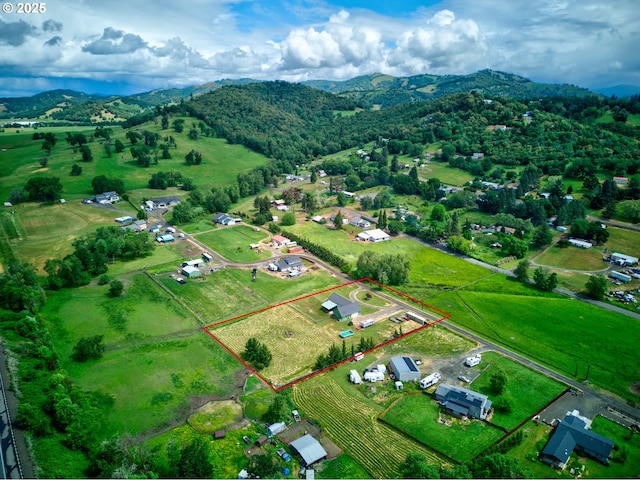 222 Twin Springs Ln, Roseburg, OR 97470 - overview of rural landscape featuring mountains and property boundaries highlighted