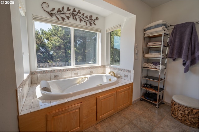 bathroom featuring a garden tub