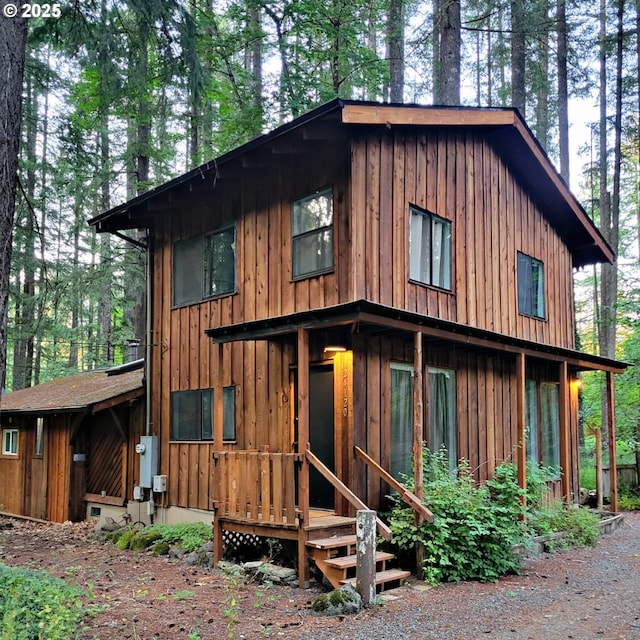 view of front of property featuring board and batten siding