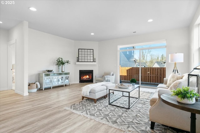 living room featuring light wood-type flooring