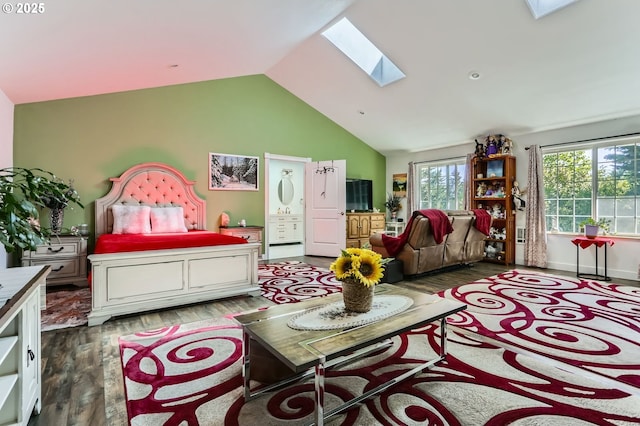 16500 SW Satterberg Rd, Beaverton, OR 97007 - living area with wood finished floors, a skylight, and high vaulted ceiling