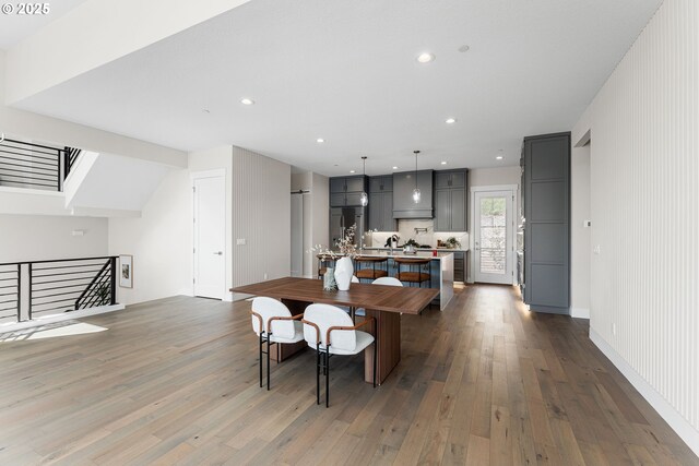 565 W U St, Washougal, WA 98671 - dining area featuring wood-type flooring and recessed lighting