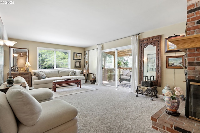 6985 SW Florence Ln, Portland, OR 97223 - living room featuring carpet and a fireplace