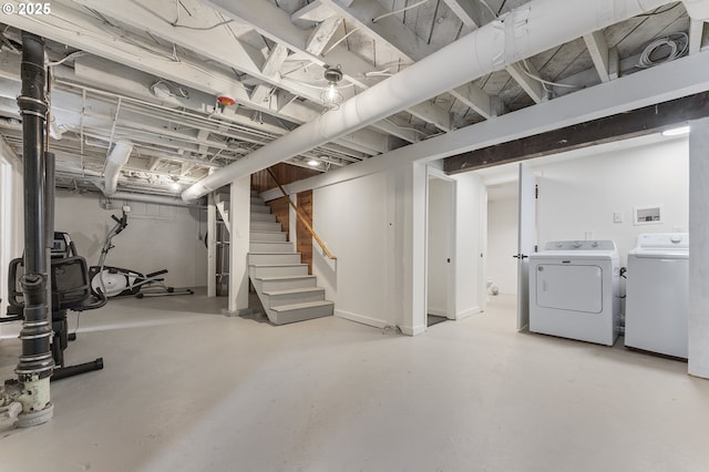 6516 SE 17th Ave, Portland, OR 97202 - unfinished below grade area with washing machine and clothes dryer and stairway